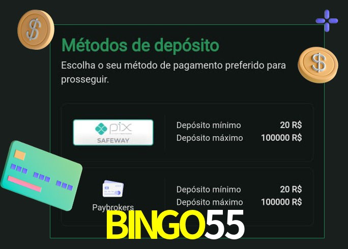 O cassino BINGO55 oferece uma grande variedade de métodos de pagamento